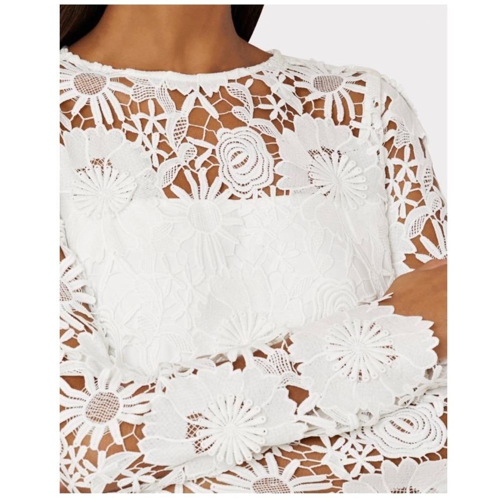Milly | Nessa 3D White Lace Mini Dress LWD Bride | 4 - Picture 5 of 16